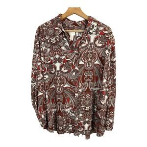 Chicos Womens size 3 XL US 16 Paisley Super Pleat Tunic Button Up Blouse